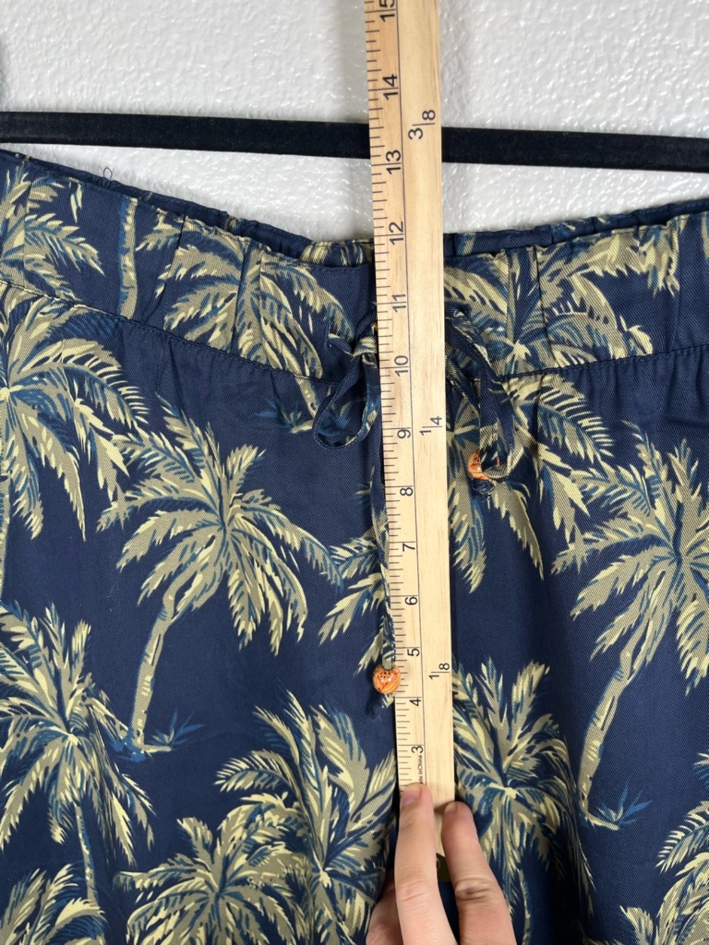 Soft Surroundings Tropical Palm Tree Wide-Leg Casual Pull-On Pants Navy Green PM - Picture 6 of 9